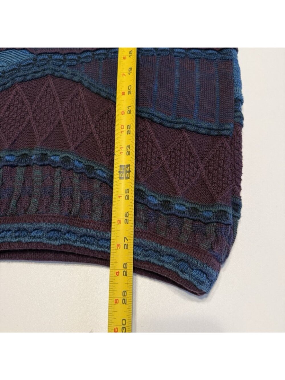 Vtg Tundra Canada 3D Knit Crewneck Sweater Coogi Style Mens XL Maroon Blue - Picture 8 of 8